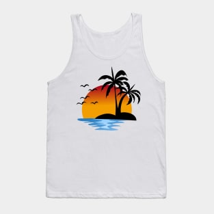 Retro Sunset Rays Wavy Sunshine Beachy Vibes Tank Top